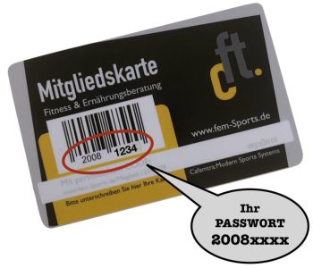 Passwort auf Mitgliedskarte